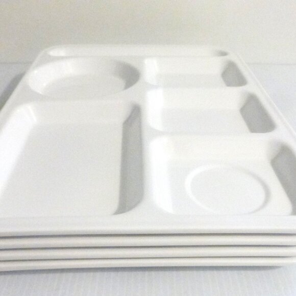 4x WHITE Texas Ware Melamine Ware DINNER TRAYS Vintage Serving Tray TV DINNER - Picture 3 of 4